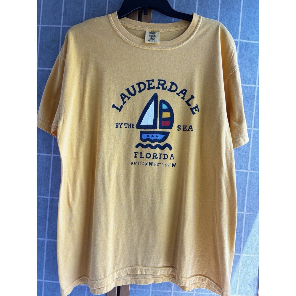 Lauderdale by the Sea Florida Yellow Comfort Colors Nautical T Shirt Size Large